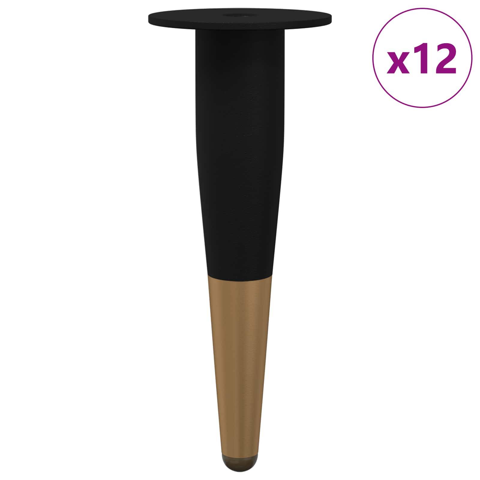 vidaXL Möbelbeine 12 pcs Schwarz und Gold Ø 40 x 98 mm Eisen