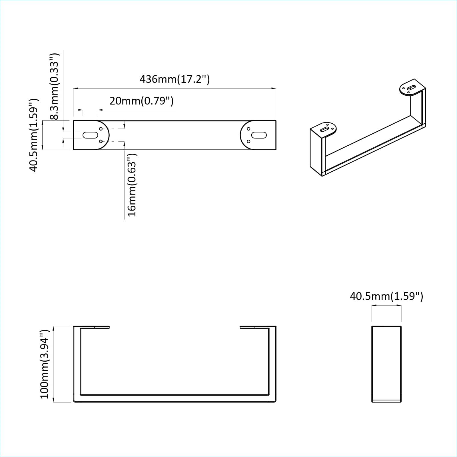 vidaXL Möbelbeine 12 pcs Schwarz 436 x 40,5 x 100 mm Eisen
