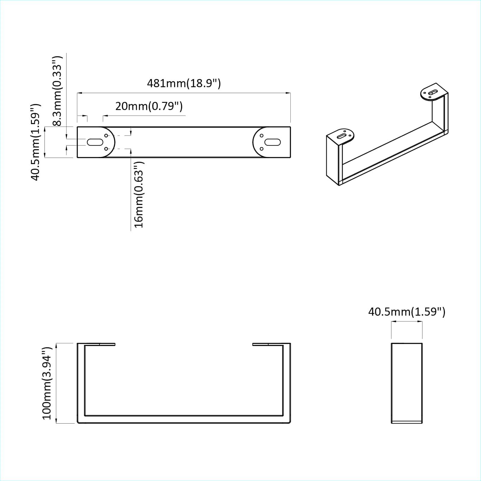 vidaXL Möbelbeine 12 pcs Schwarz 481 x 40,5 x 100 mm Eisen