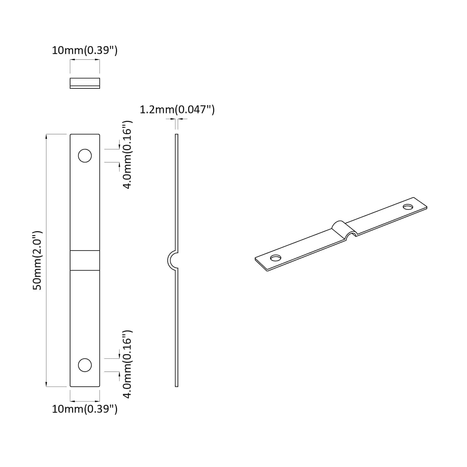 vidaXL Einschlagplatte 2 pcs Silber 50 x 10 x 1,2 mm Eisen