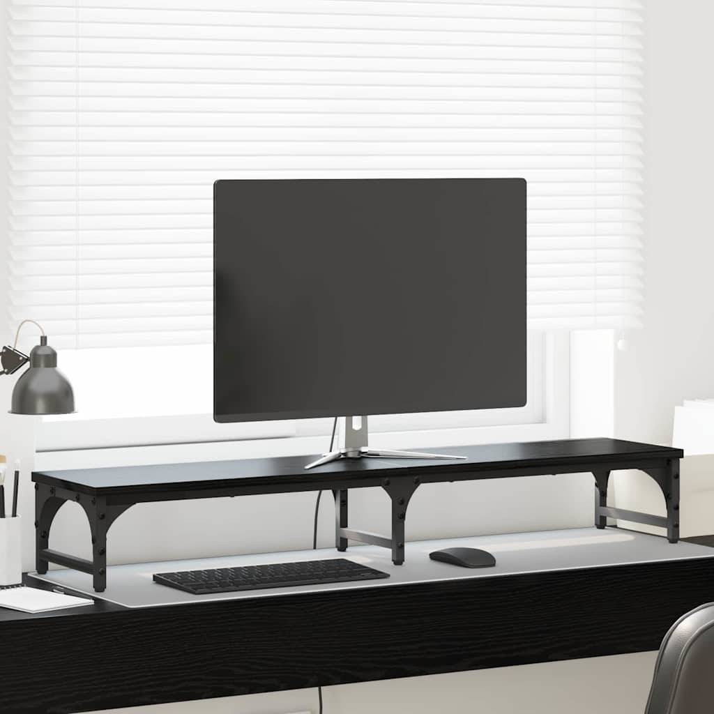 vidaXL Monitor Halterung Schwarz Eichen-Optik 105 x 23 x 15,5 cm