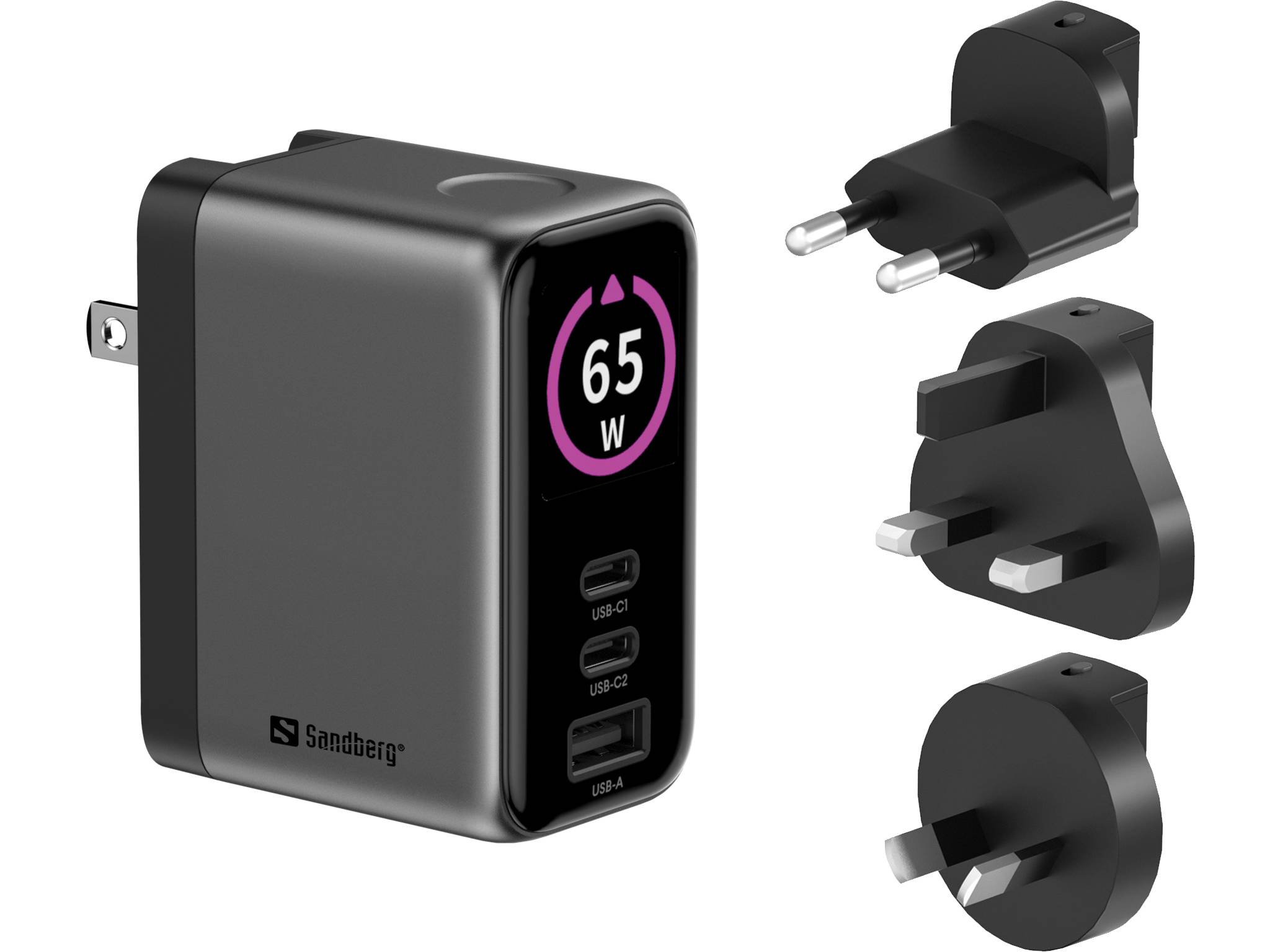 SANDBERG Travel Charger PD65W DisplayLadegerät