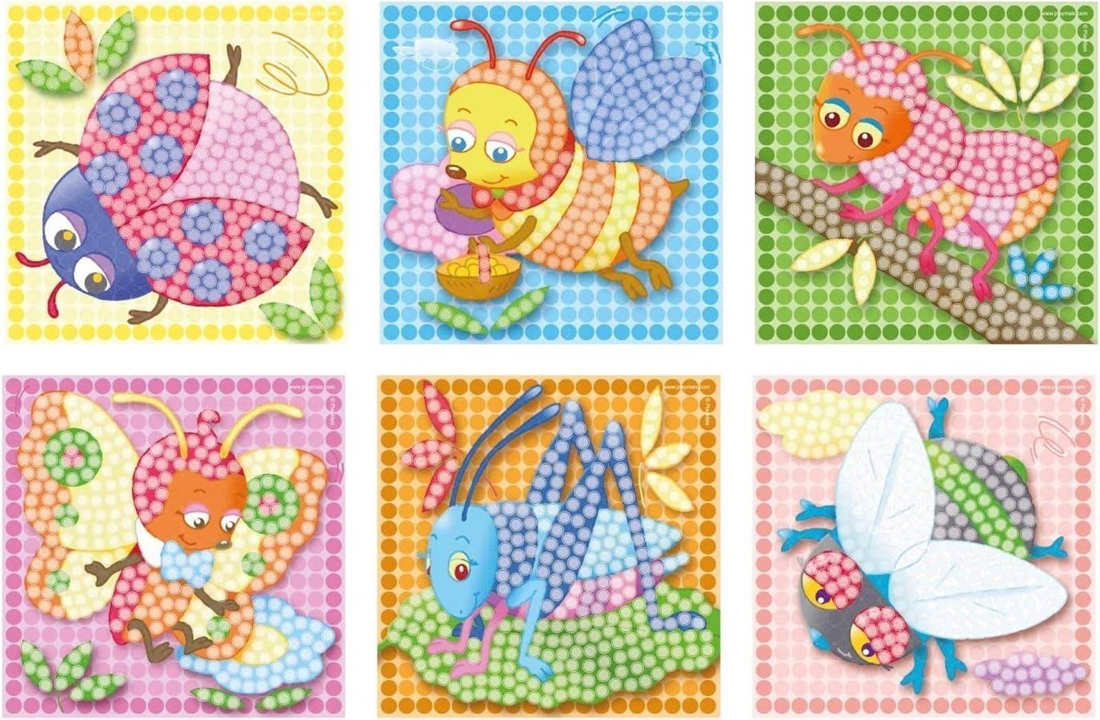 Playmais Mosaic Little Bug Kreativ-Set 3+ 2.300 Stück & 6 Mosaik Klebebilder