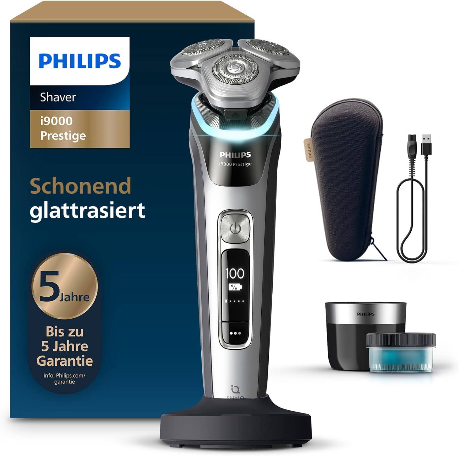 Philips elektrischer Rasierer i9000 Prestige nass+trocken Herren grau XP9205/30