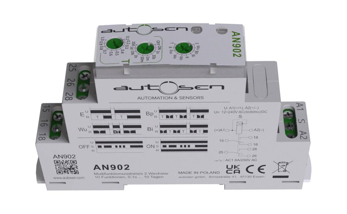 Multifunktionszeitrelais 2 Wechsler 10 Funktionen, 0,1s ... 10 Tagen - AN902 - autosen