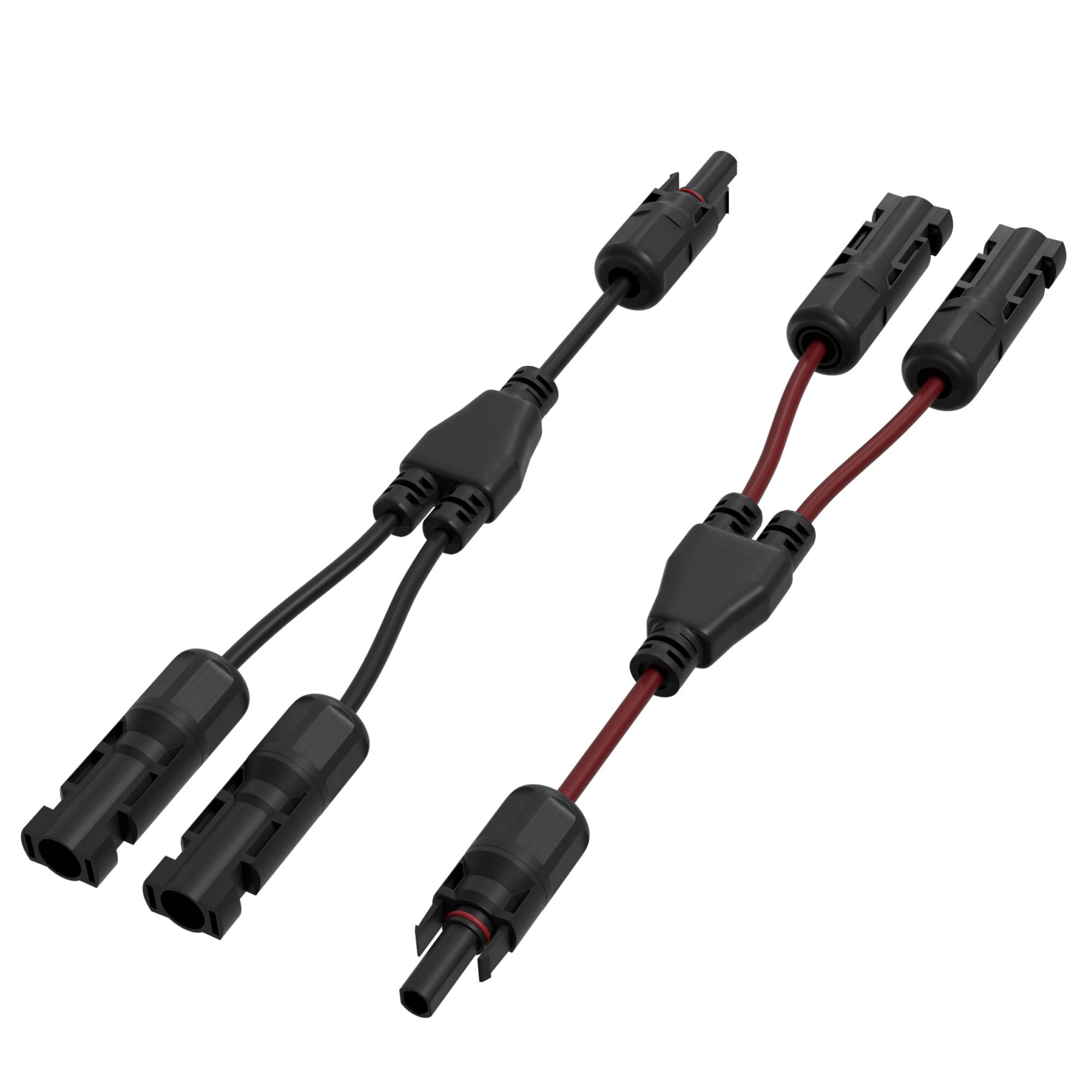 MC4 T-Adapterkabel Set, 2/1, 4mm², rot/schwarz, 30cm