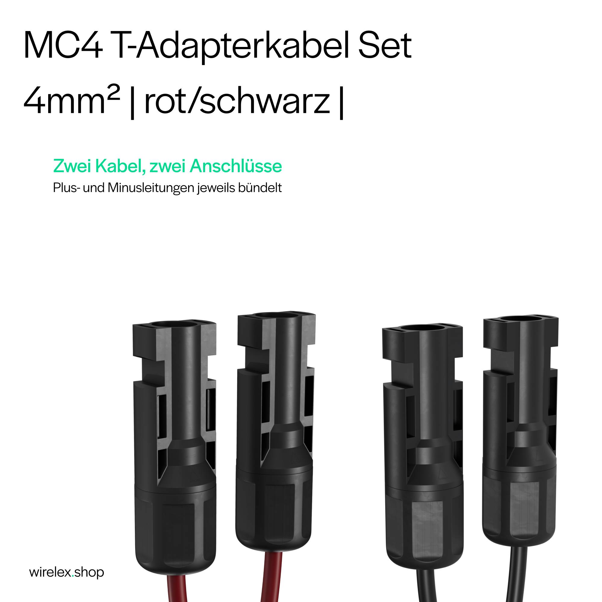 MC4 T-Adapterkabel Set, 2/1, 4mm², rot/schwarz, 30cm