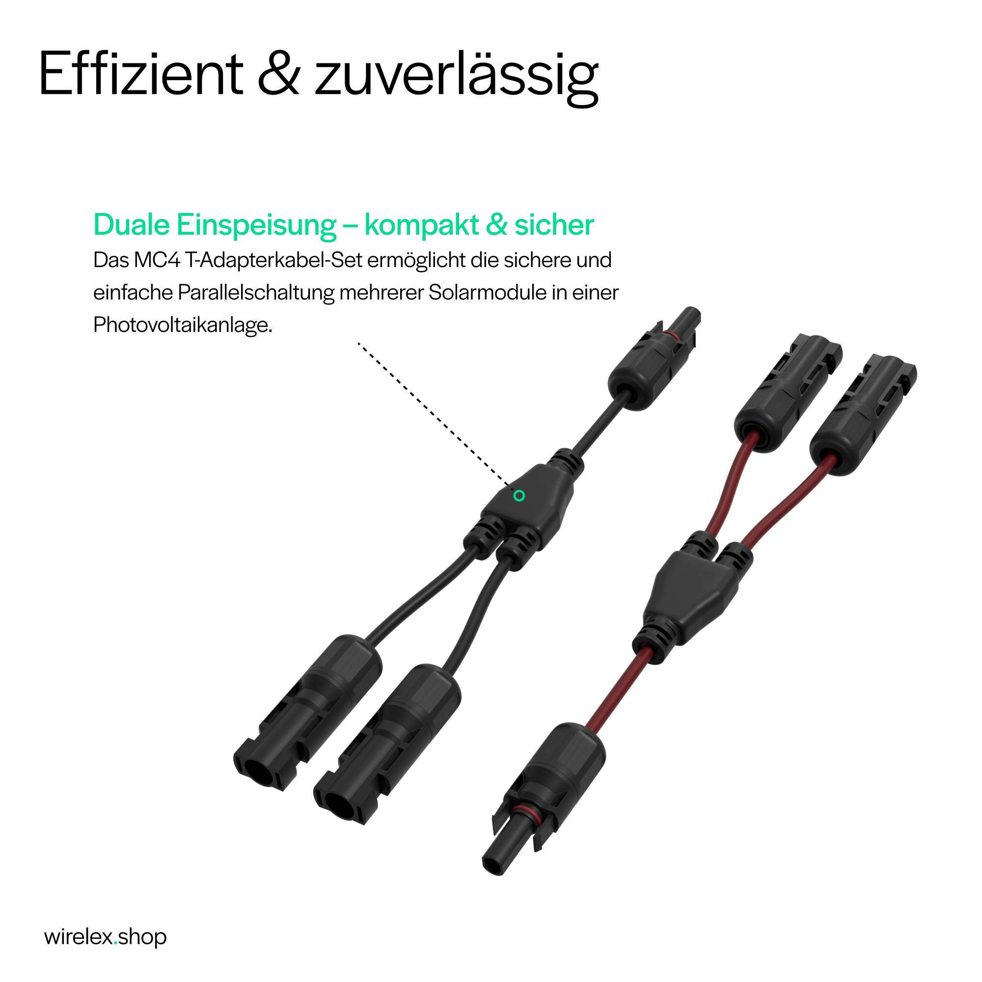 MC4 T-Adapterkabel Set, 2/1, 4mm², rot/schwarz, 30cm