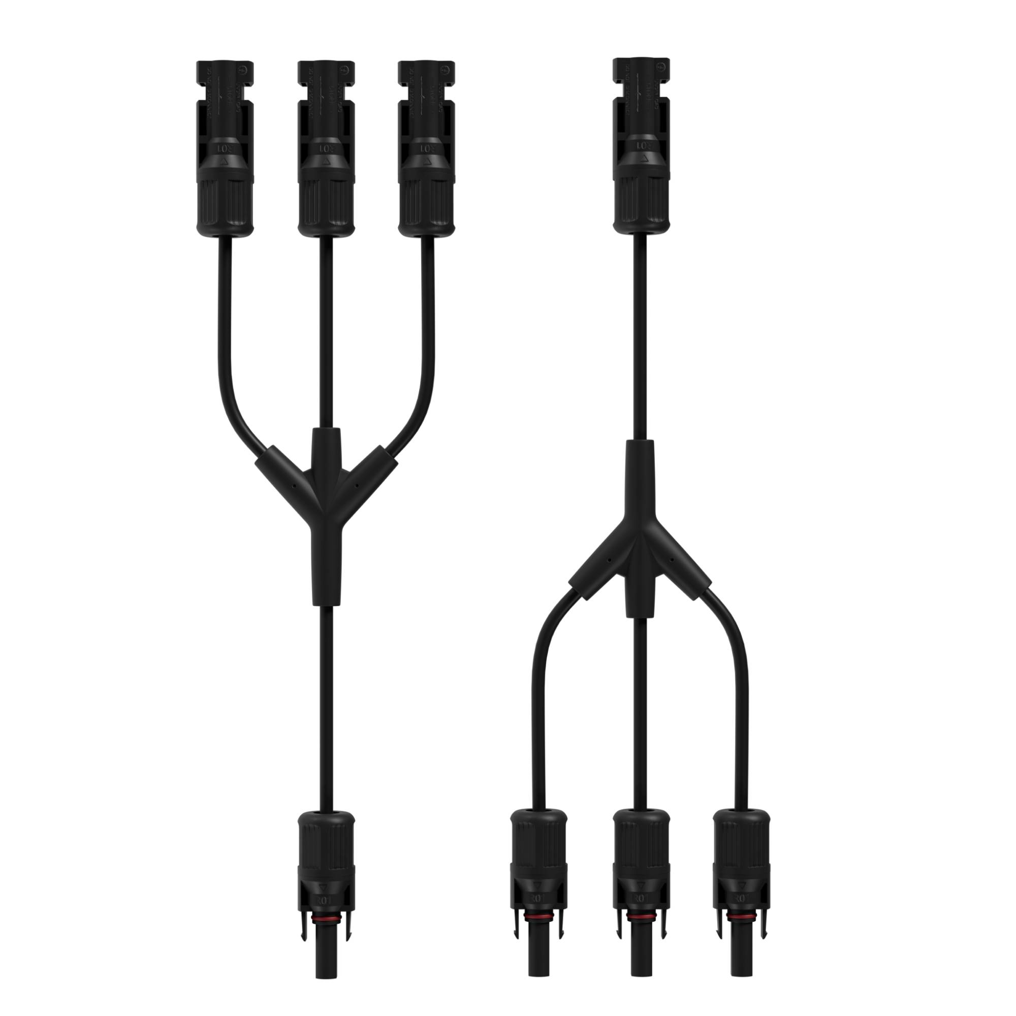 MC4 T-Adapterkabel Set, 3/1, 4mm², schwarz/schwarz, 30cm