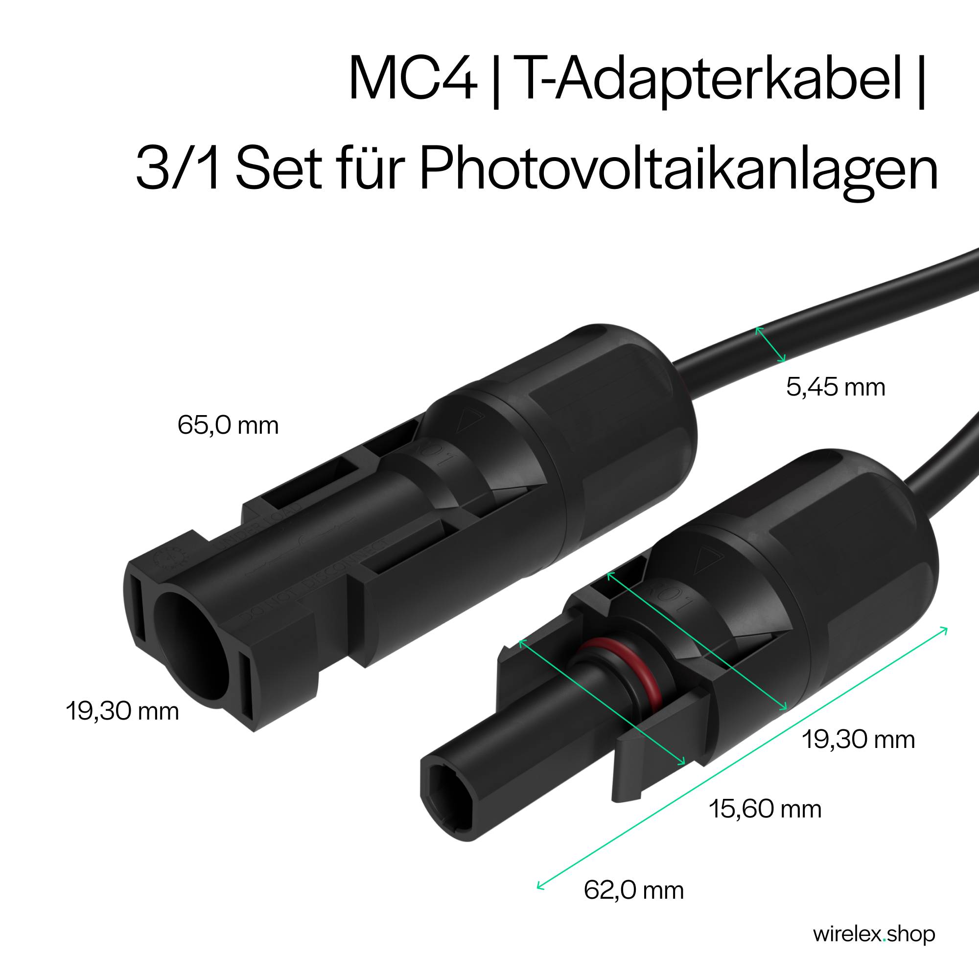 MC4 T-Adapterkabel Set, 3/1, 4mm², schwarz/schwarz, 30cm