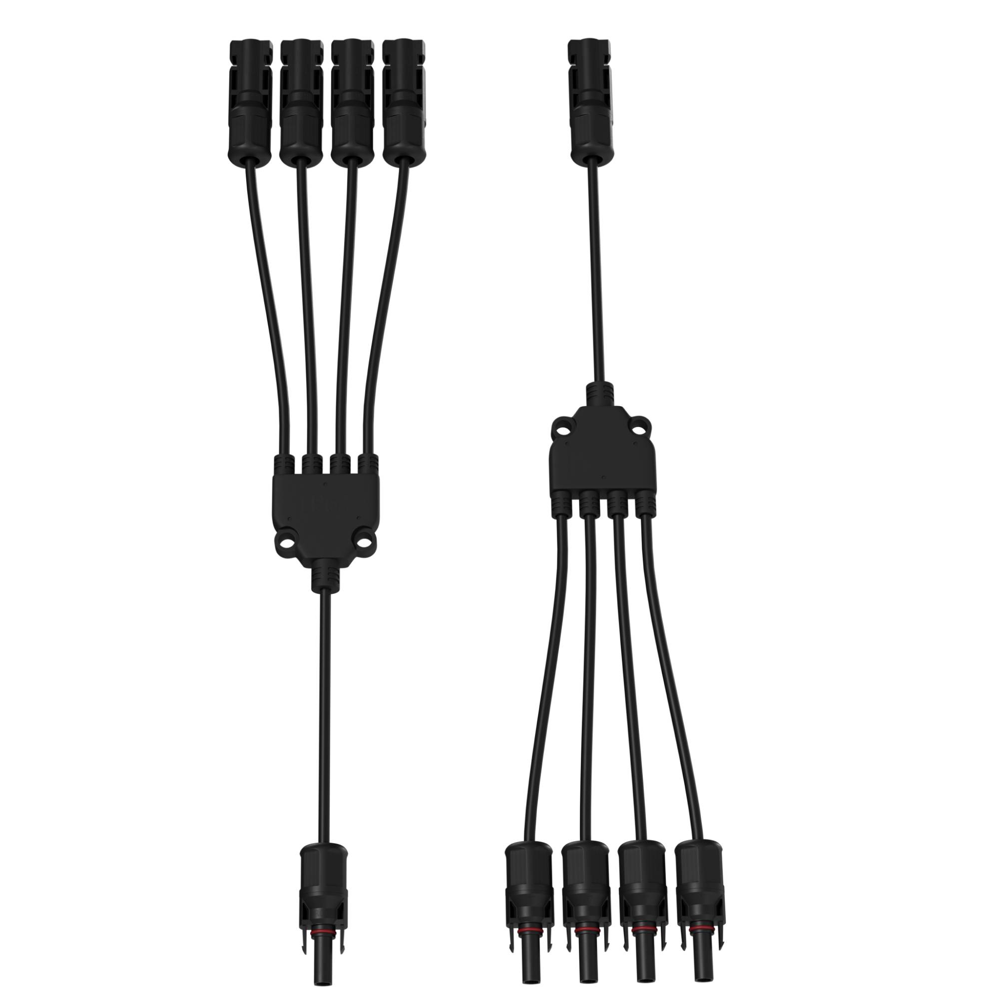 MC4 T-Adapterkabel Set, 4/1, 6mm², schwarz/schwarz, 30cm