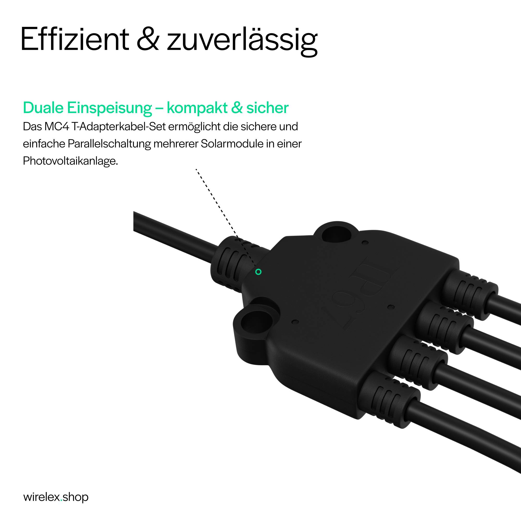 MC4 T-Adapterkabel Set, 4/1, 6mm², schwarz/schwarz, 30cm