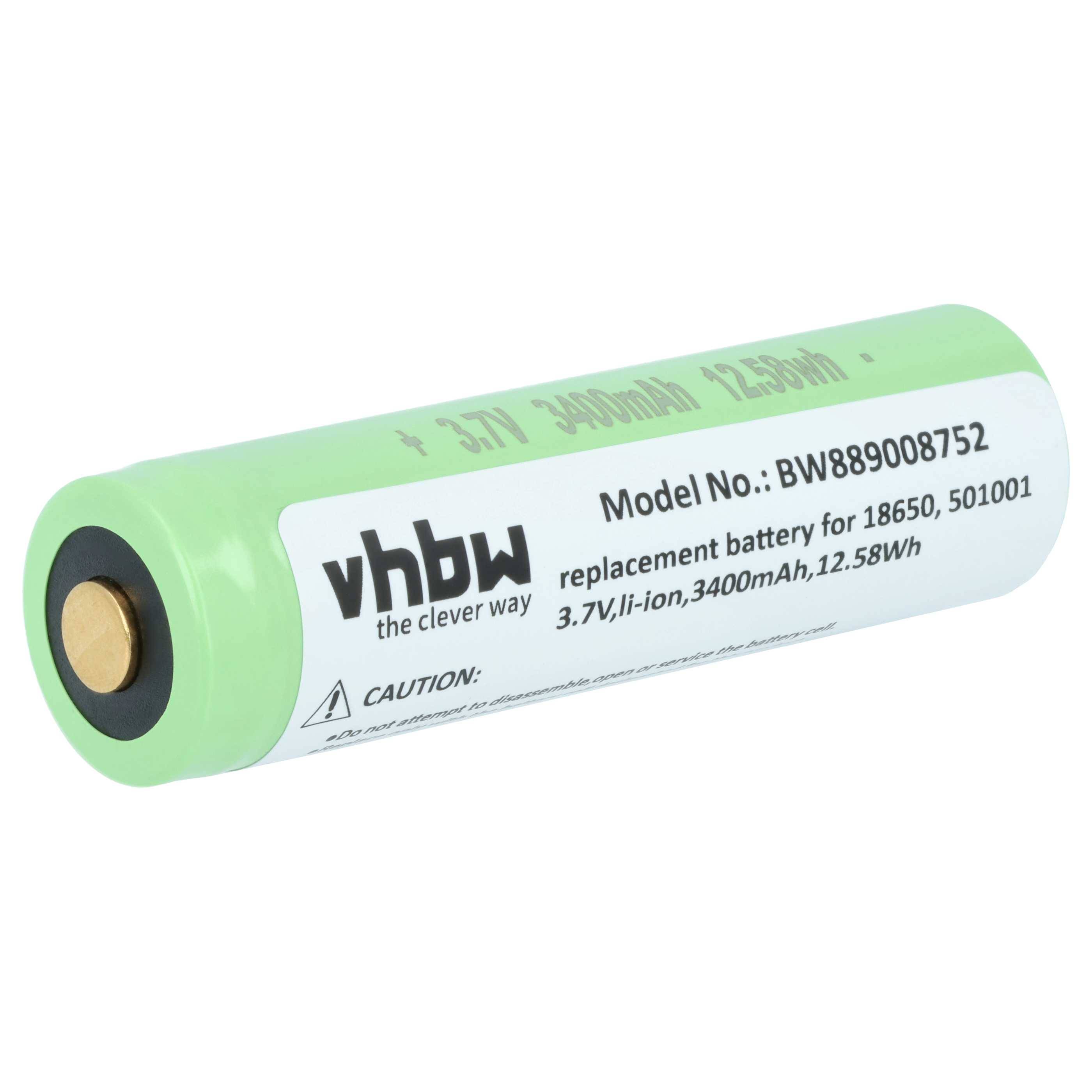 vhbw Akku Ersatz für Ledlenser 501001 | für Taschenlampe Kopflampe (3400 mAh, 3,7 V, Li-Ion)
