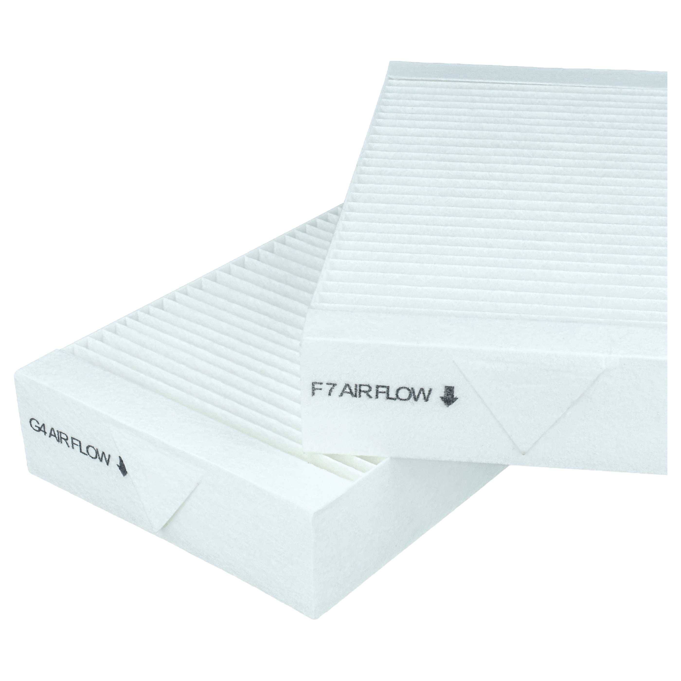 Zwei weiße Faltenluftfilter mit den Aufschriften 