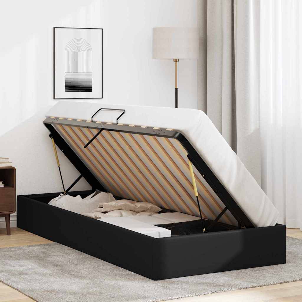 vidaXL Aufbewahrungsbett mit Speicher Schwarz 100 x 190 cm Kunstleder