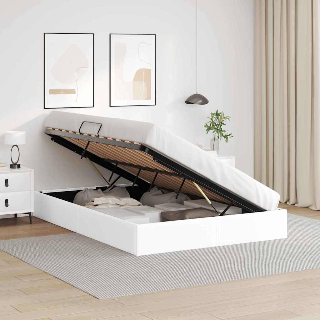 vidaXL Aufbewahrungsbett mit Speicher Reinweiß 153 x 203 cm Kunstleder