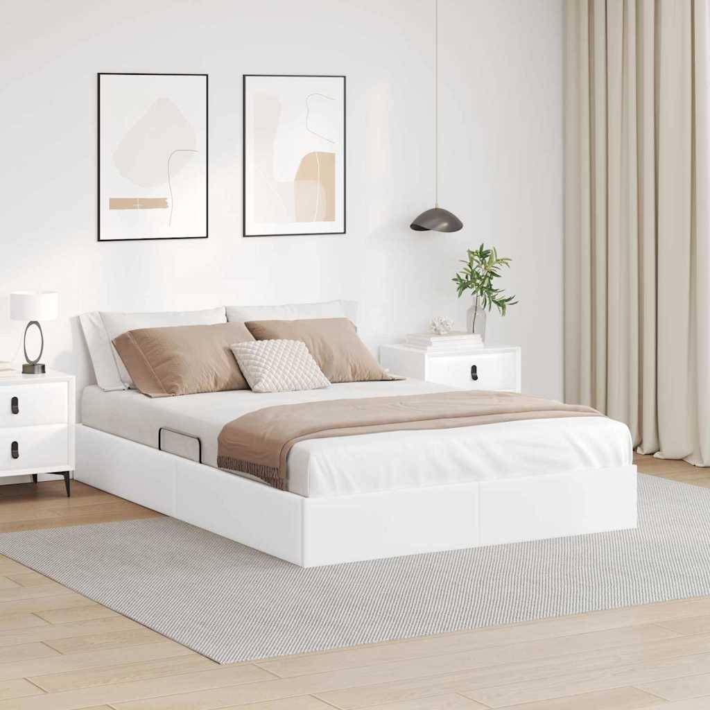 vidaXL Aufbewahrungsbett mit Speicher Reinweiß 153 x 203 cm Kunstleder