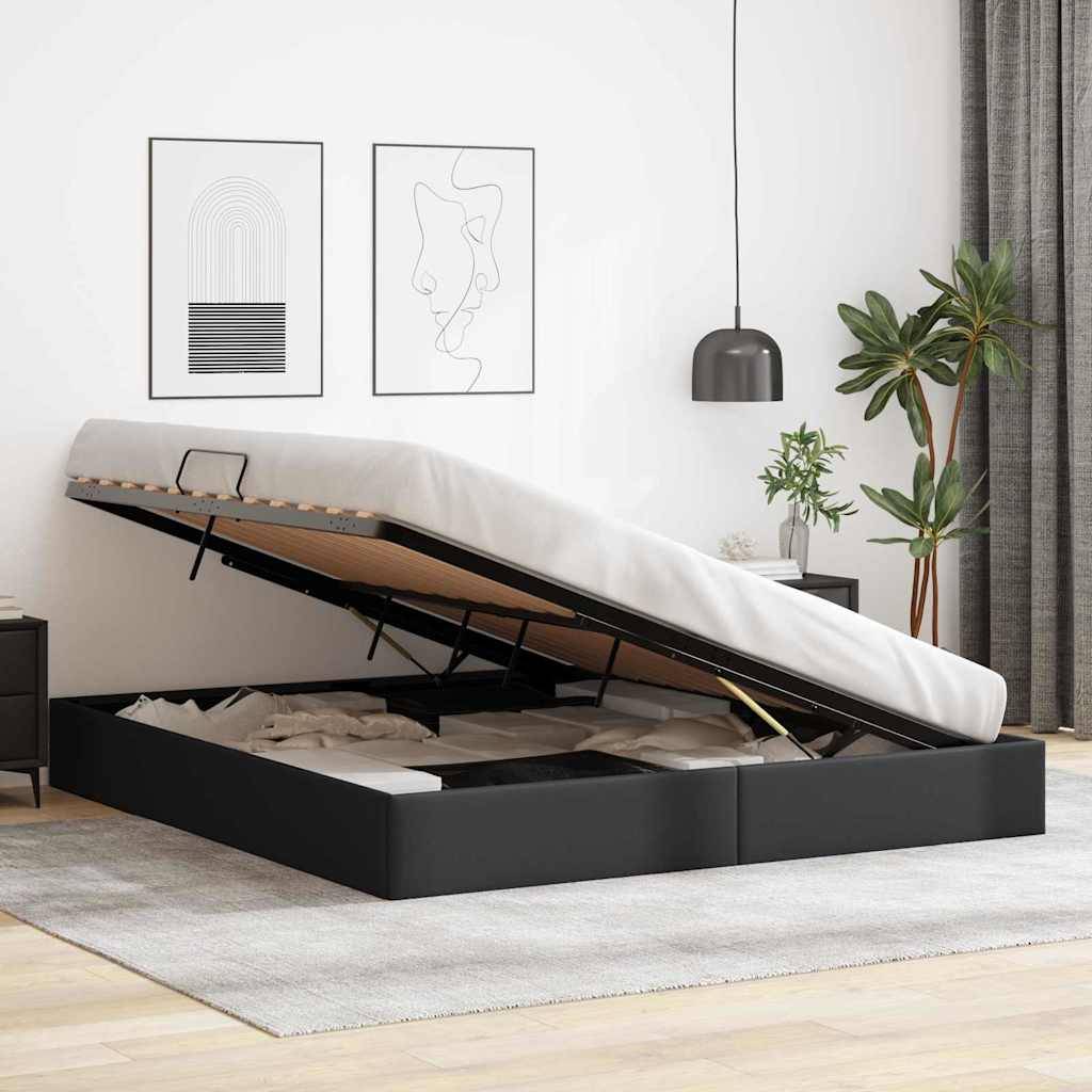 vidaXL Aufbewahrungsbett mit Speicher Schwarz 193 x 203 cm Kunstleder