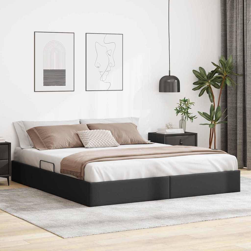 vidaXL Aufbewahrungsbett mit Speicher Schwarz 193 x 203 cm Kunstleder