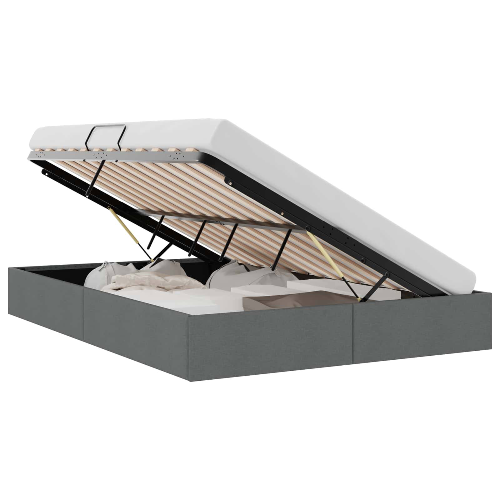 vidaXL Aufbewahrungsbett mit Speicher Dunkelgrau 153 x 203 cm Stoff