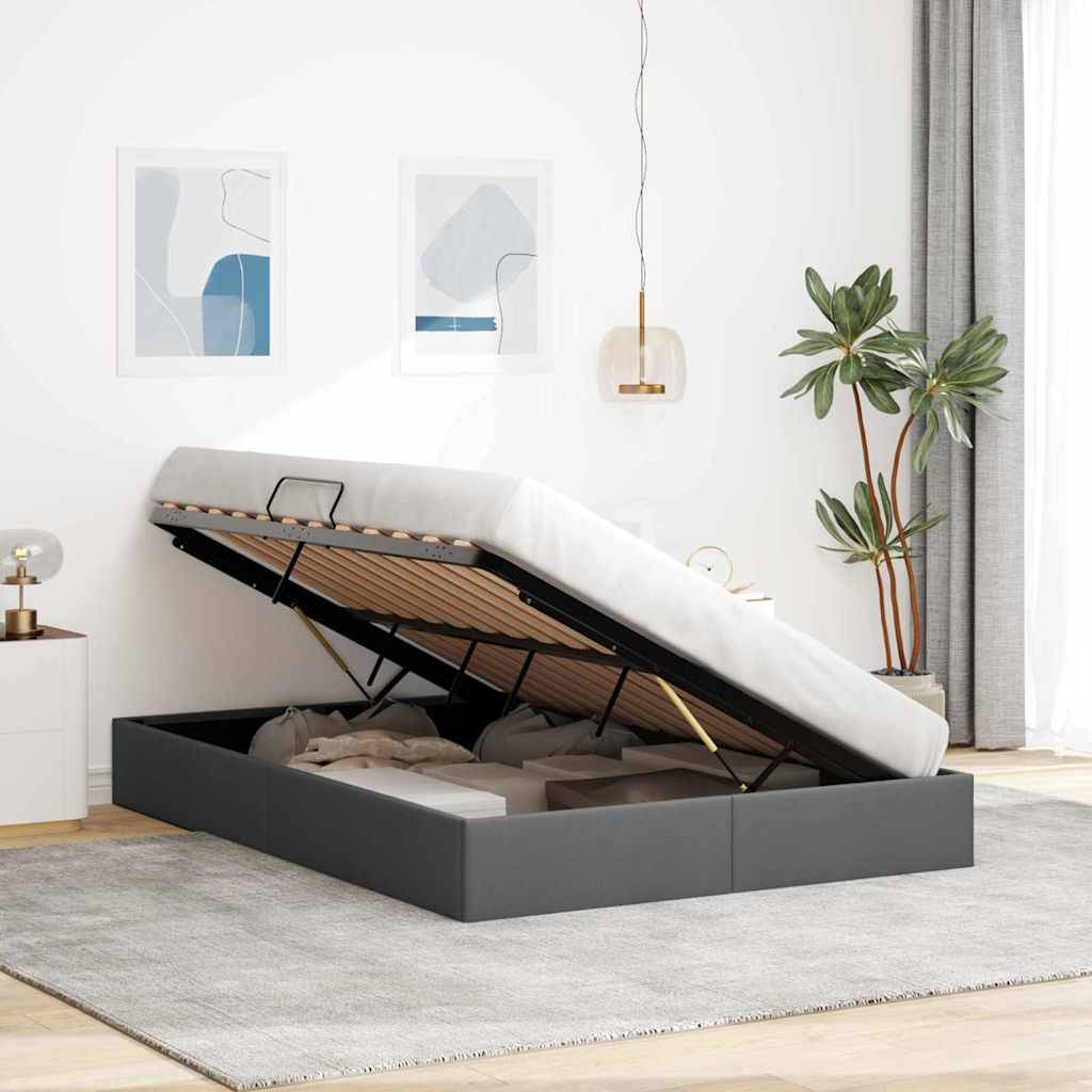 vidaXL Aufbewahrungsbett mit Speicher Dunkelgrau 153 x 203 cm Stoff