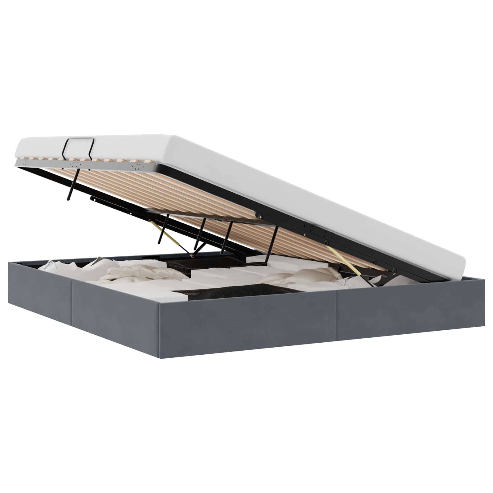 vidaXL Aufbewahrungsbett mit Speicher Dunkelgrau 193 x 203 cm Samt