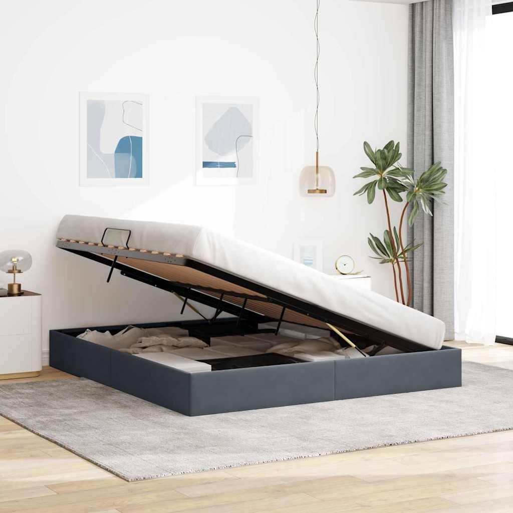 vidaXL Aufbewahrungsbett mit Speicher Dunkelgrau 193 x 203 cm Samt
