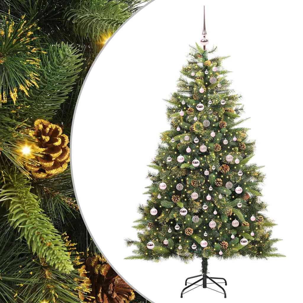vidaXL Künstlicher klappbarer Weihnachtsbaum mit Tannenzapfen 210 cm
