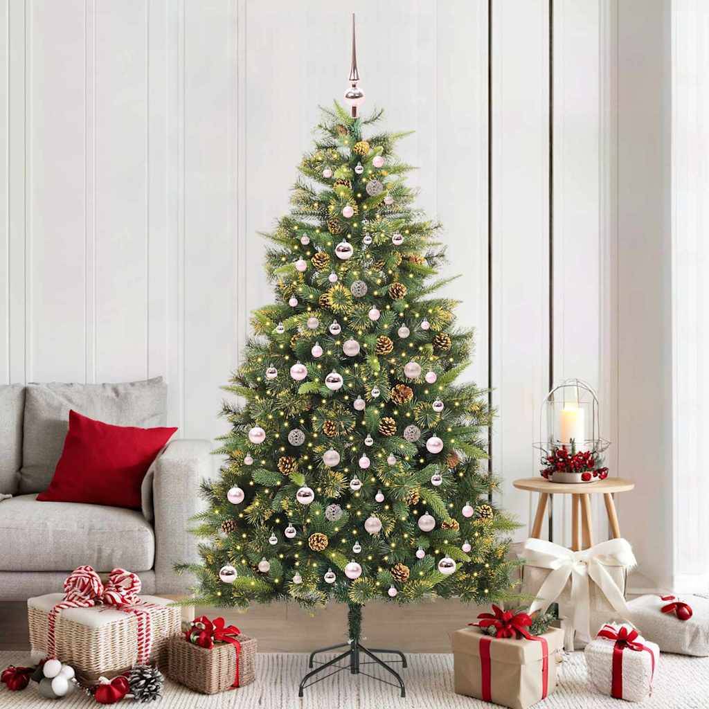 vidaXL Künstlicher klappbarer Weihnachtsbaum mit Tannenzapfen 210 cm