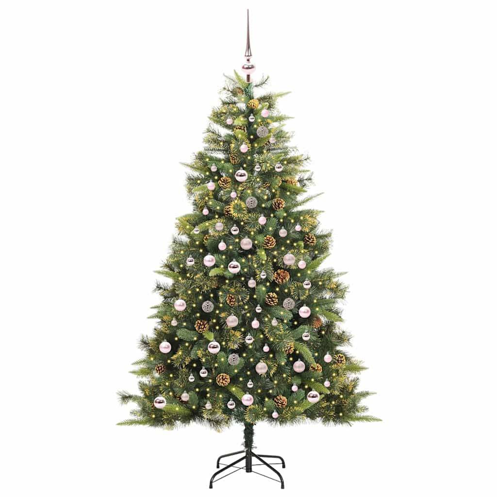 vidaXL Künstlicher klappbarer Weihnachtsbaum mit Tannenzapfen 210 cm