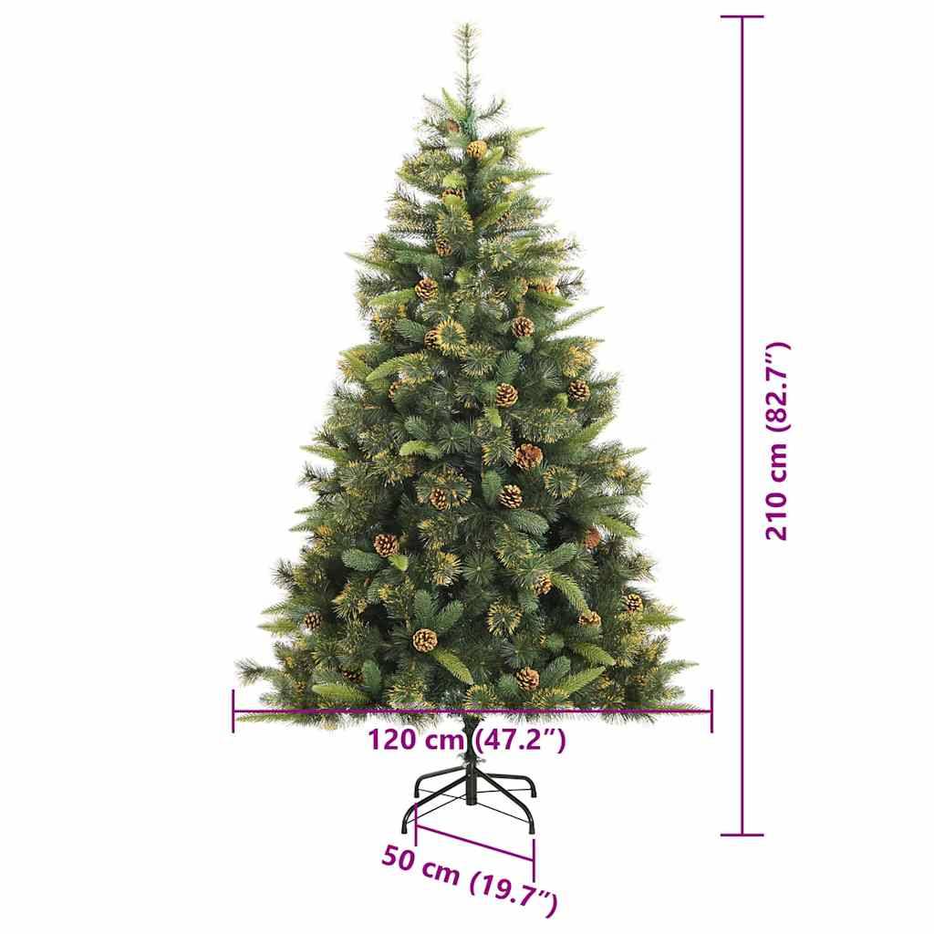 vidaXL Künstlicher klappbarer Weihnachtsbaum mit Tannenzapfen 210 cm
