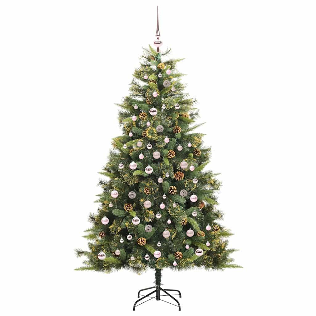vidaXL Künstlicher klappbarer Weihnachtsbaum mit Tannenzapfen 210 cm