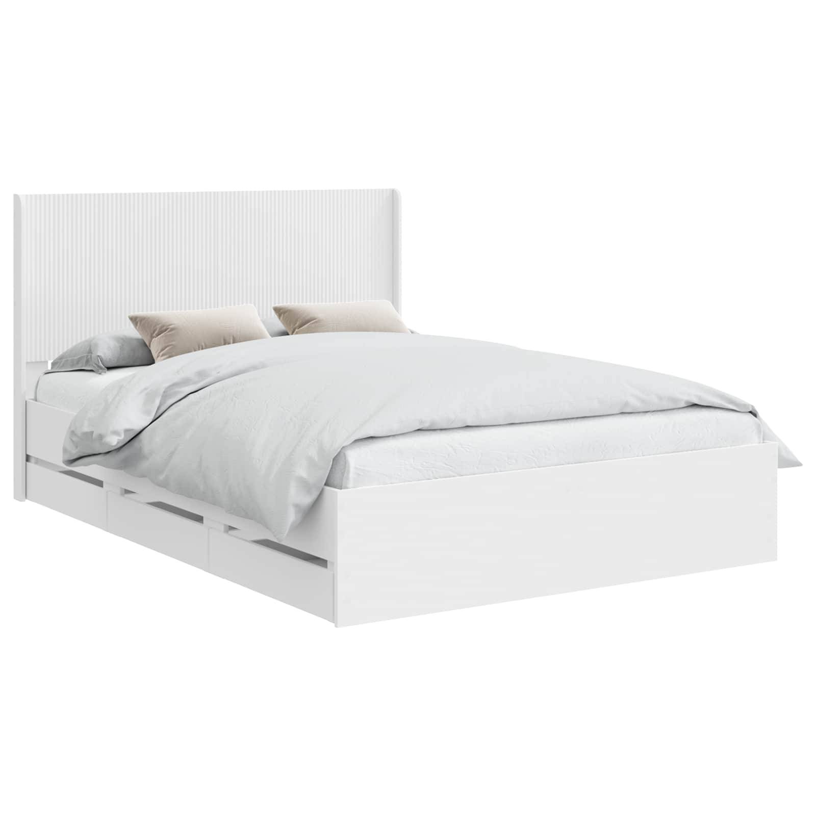 vidaXL Bettgestell mit Stauraum und Kopfteil Weiß 160 x 200 cm