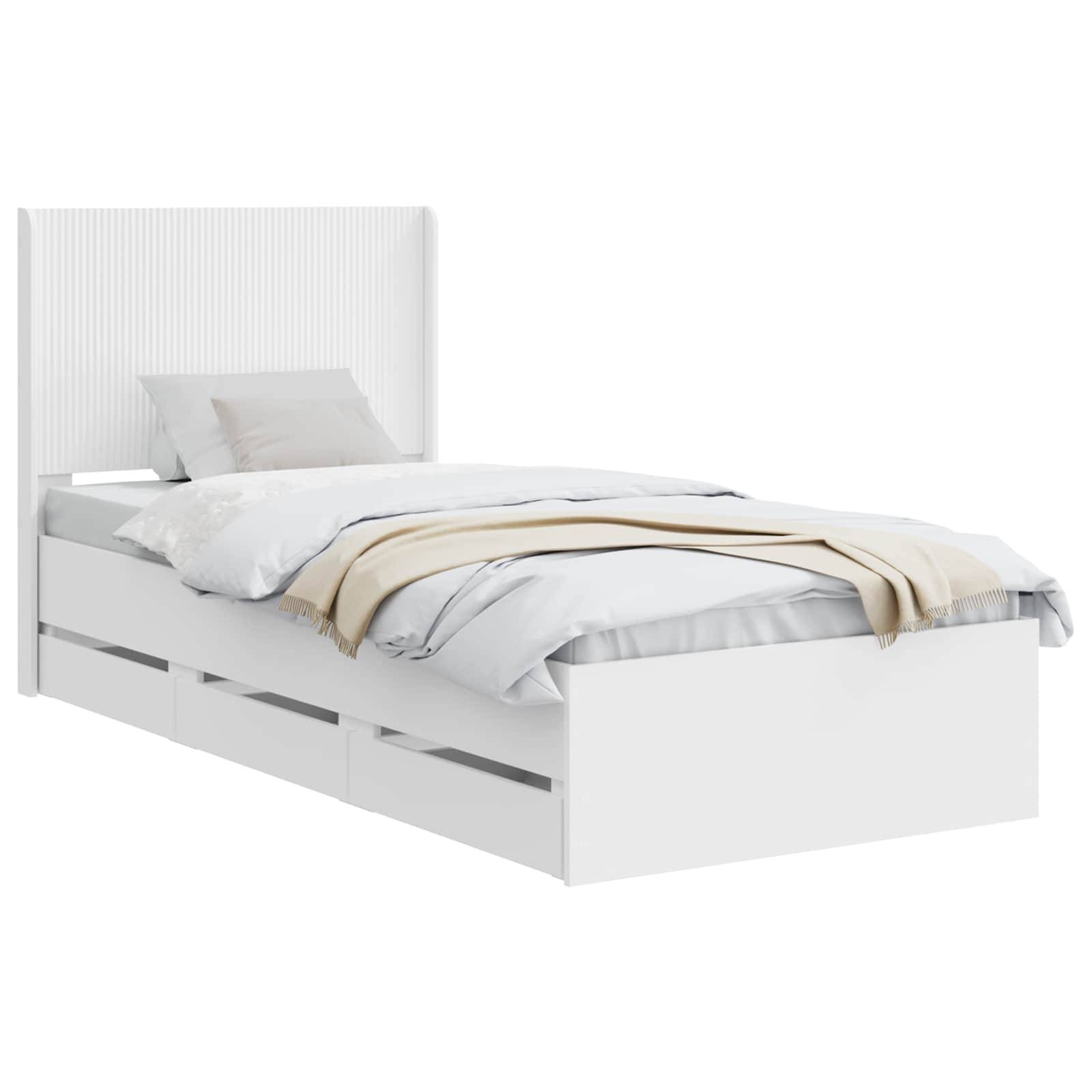 vidaXL Bettgestell mit Stauraum und Kopfteil Weiß 75 x 190 cm
