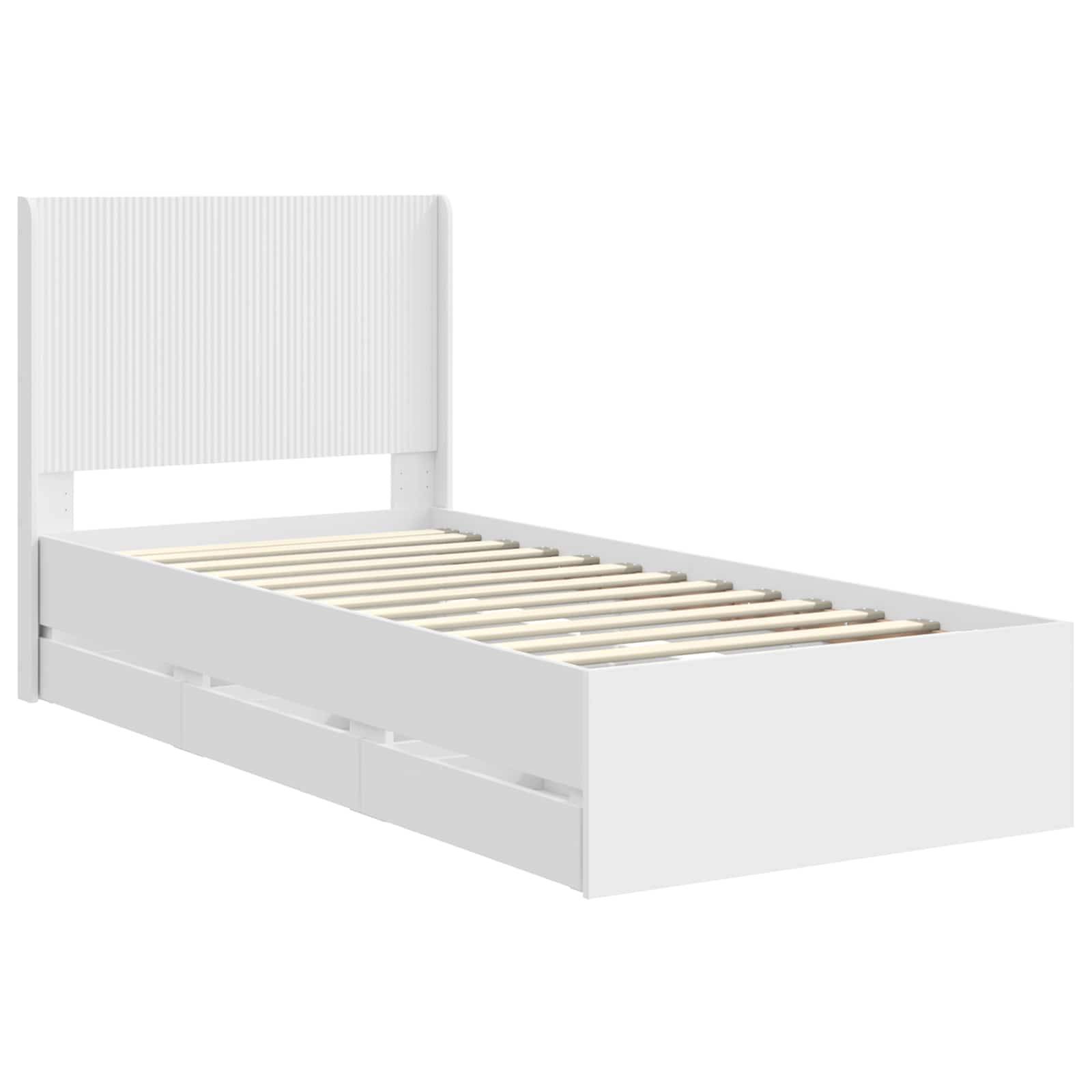 vidaXL Bettgestell mit Stauraum und Kopfteil Weiß 75 x 190 cm
