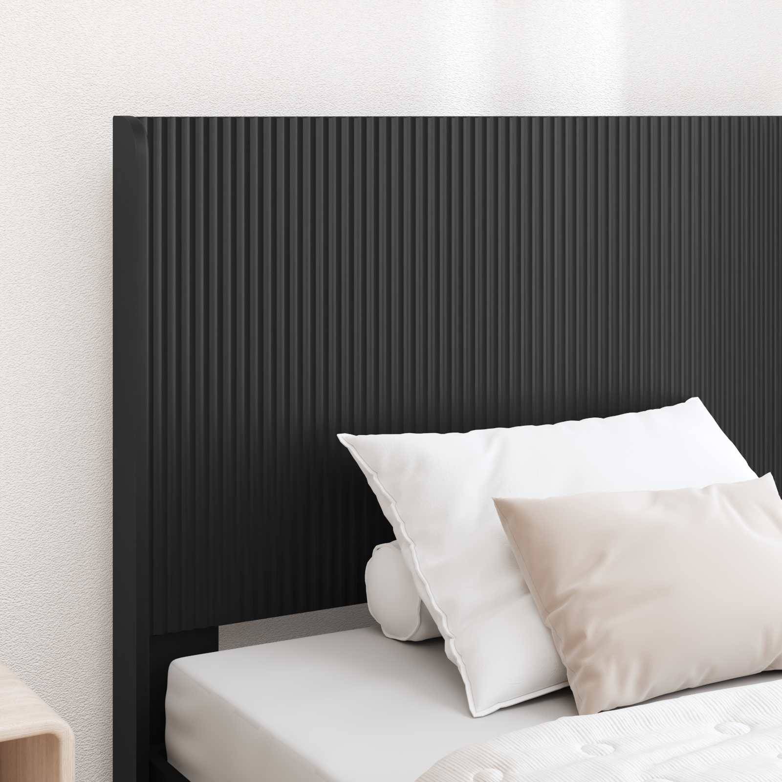 vidaXL Bettgestell mit Stauraum und Kopfteil Schwarz 75 x 190 cm