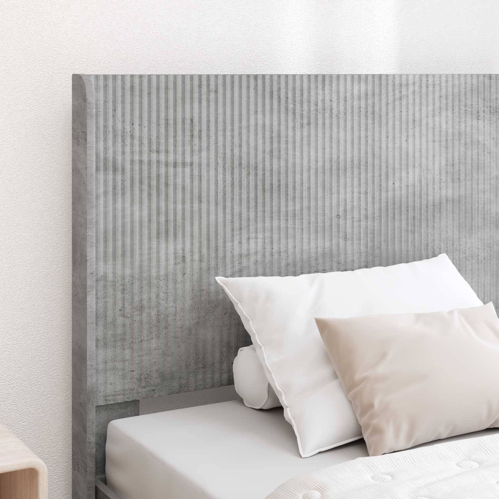 vidaXL Bettgestell mit Stauraum und Kopfteil Betongrau 90 x 200 cm