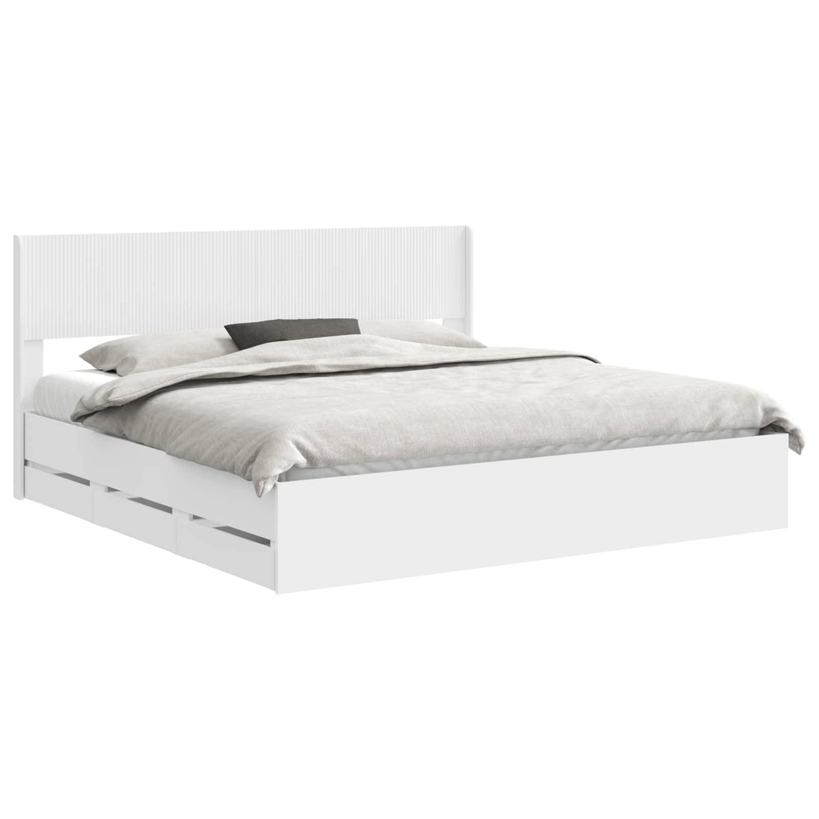 vidaXL Bettgestell mit Stauraum und Kopfteil Weiß 200 x 200 cm