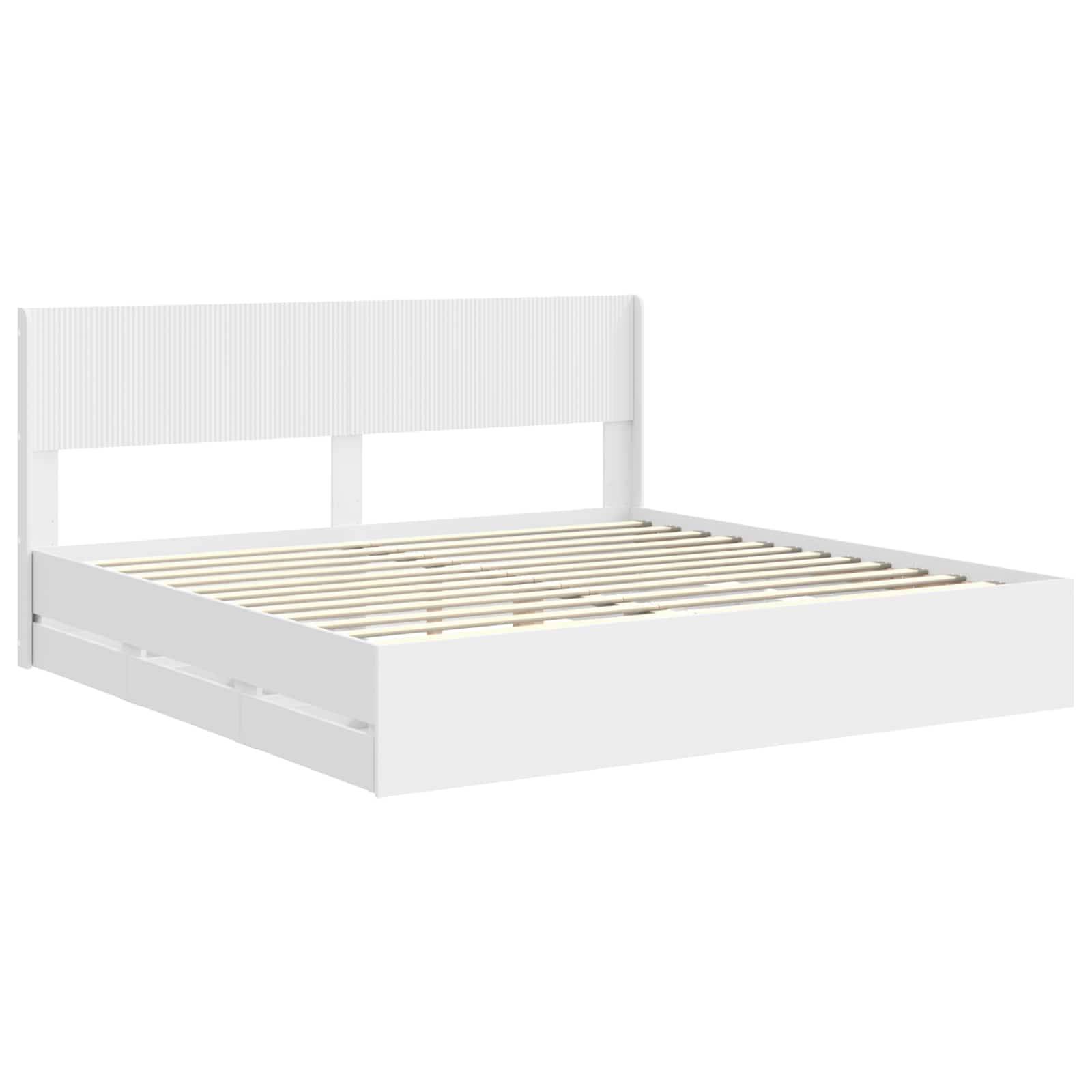 vidaXL Bettgestell mit Stauraum und Kopfteil Weiß 200 x 200 cm