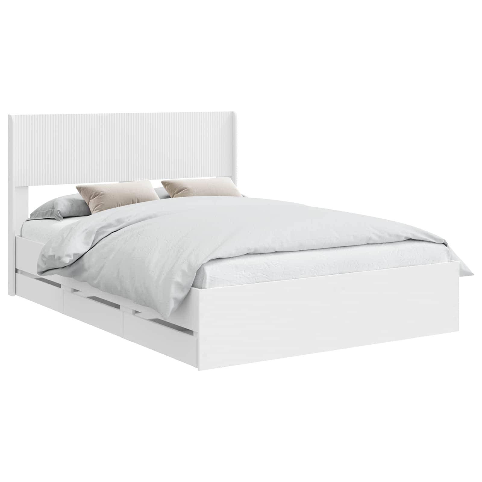 vidaXL Bettgestell mit Stauraum und Kopfteil Weiß 140 x 190 cm