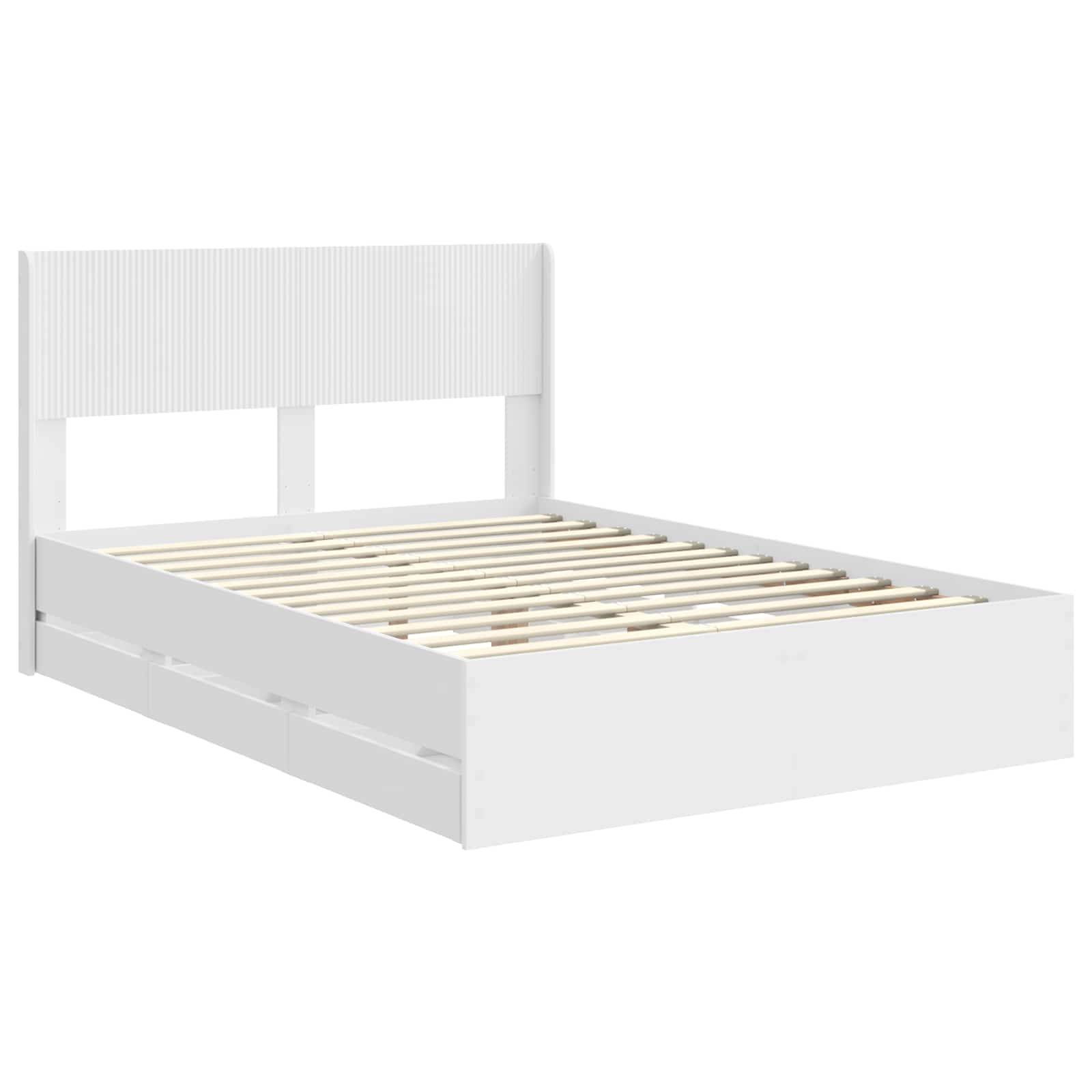vidaXL Bettgestell mit Stauraum und Kopfteil Weiß 140 x 190 cm