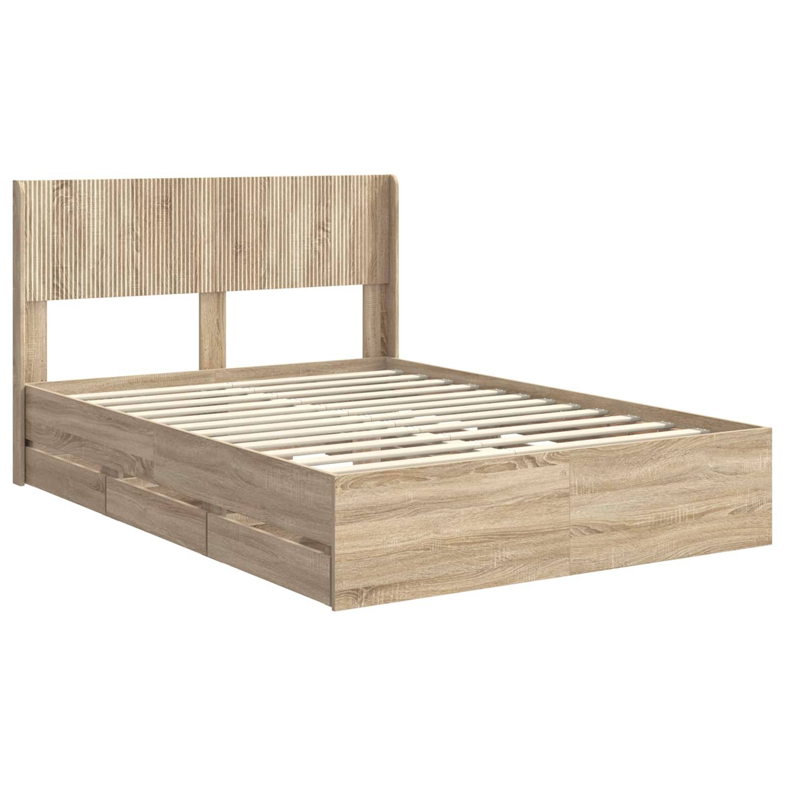 vidaXL Bettgestell mit Stauraum und Kopfteil Sonoma-Eiche 120 x 190 cm