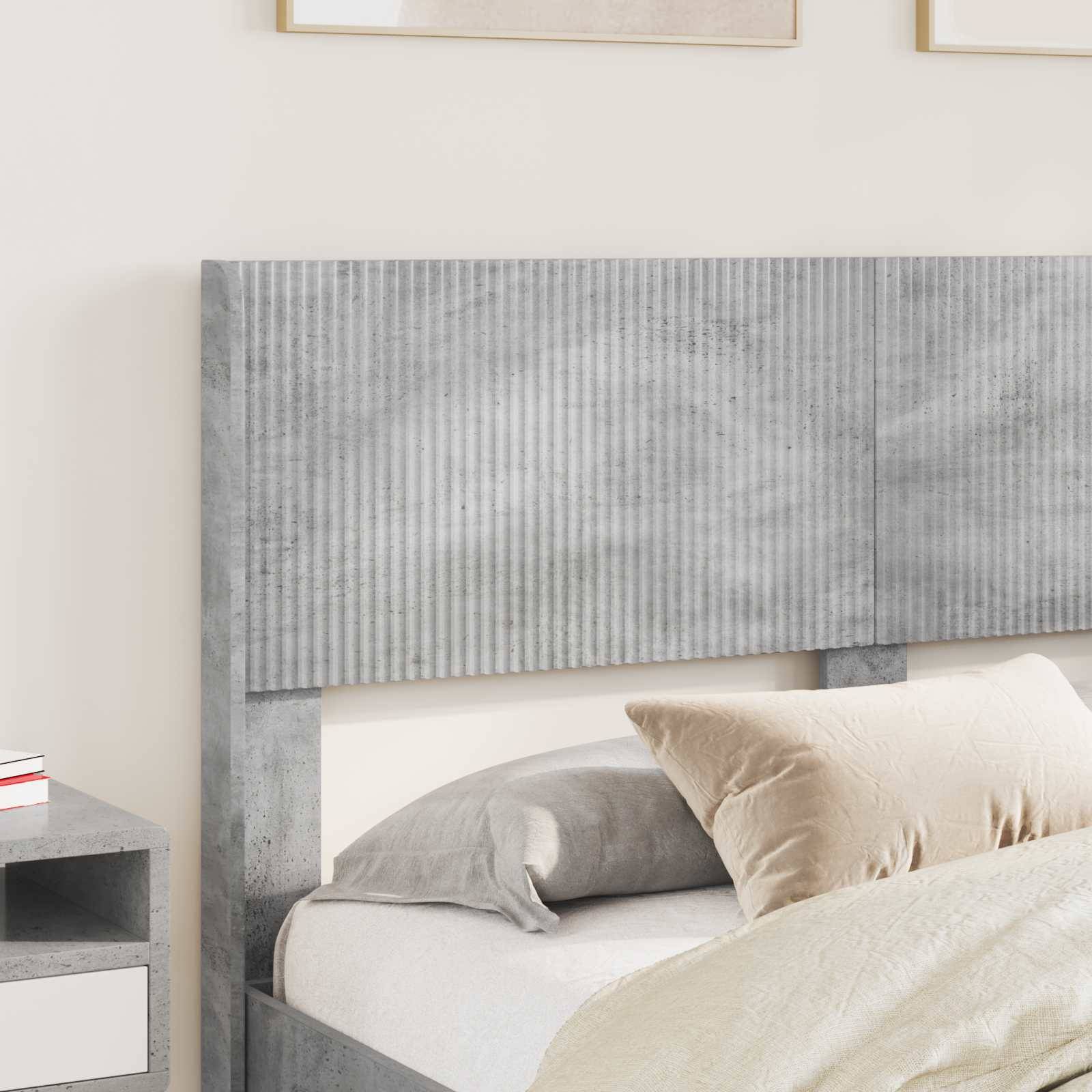 vidaXL Bettgestell mit Stauraum und Kopfteil Betongrau 140 x 200 cm