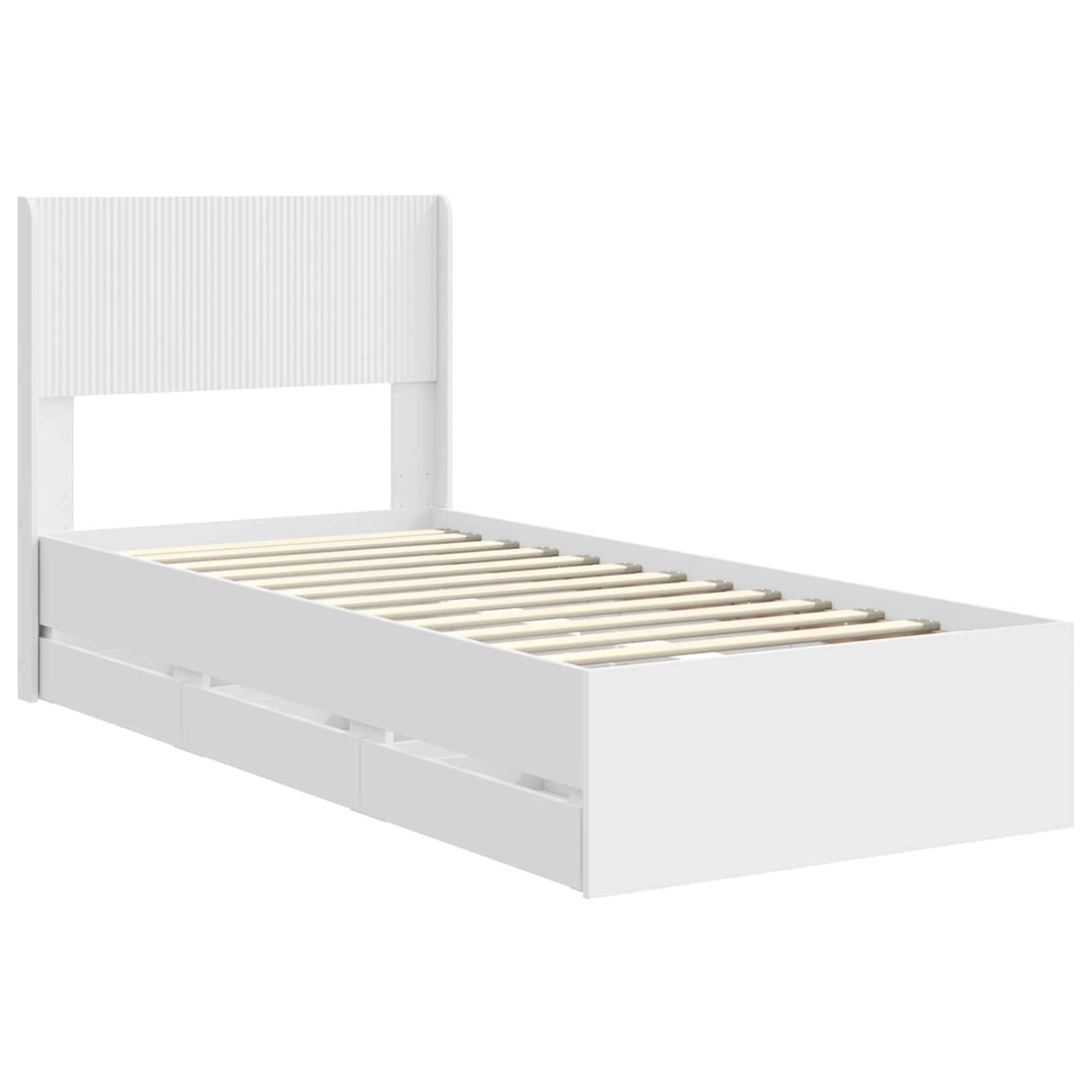 vidaXL Bettgestell mit Stauraum und Kopfteil Weiß 75 x 190 cm