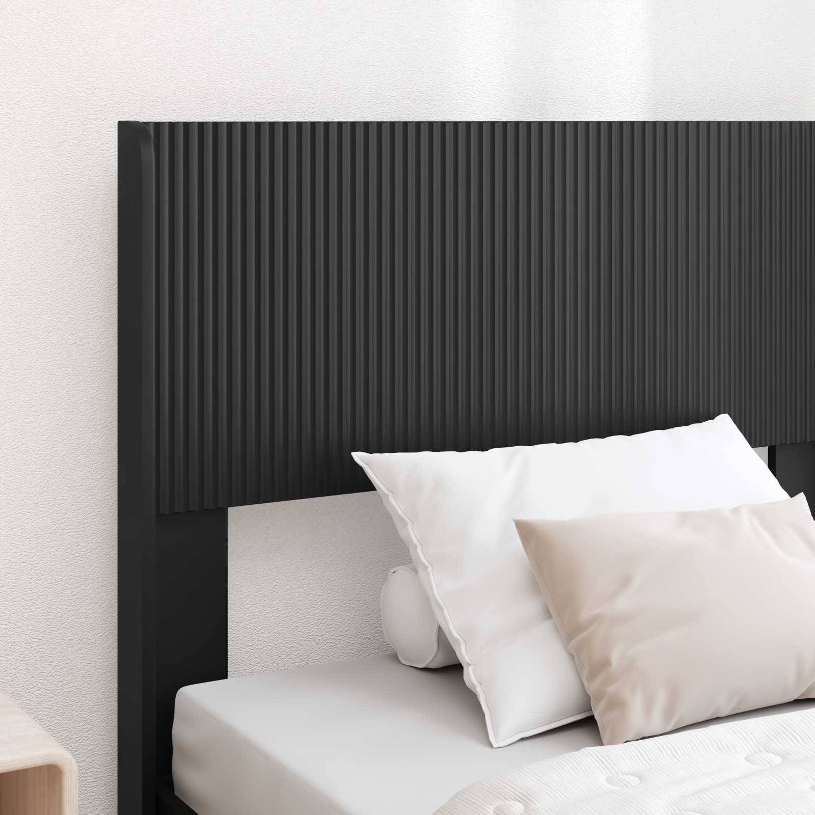 vidaXL Bettgestell mit Stauraum und Kopfteil Schwarz 75 x 190 cm