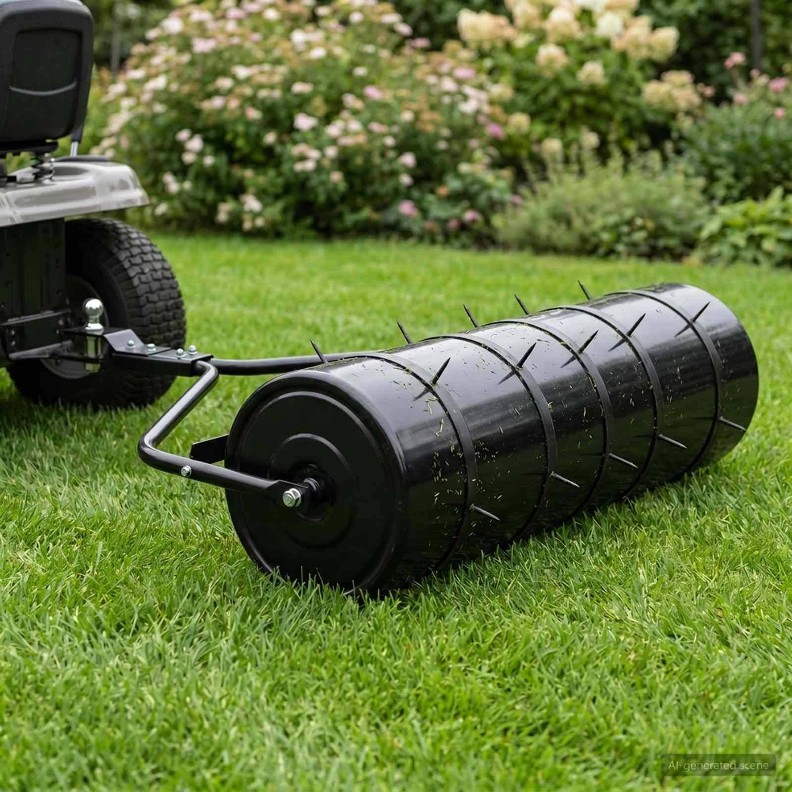 vidaXL Garten Rasenwalze mit Aerator Klammern Ø 30 x 90 cm Stahl