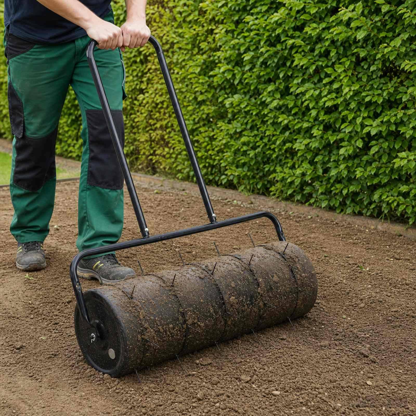 vidaXL Garten Rasenwalze mit Aerator Klammern Ø 30 x 90 cm Stahl