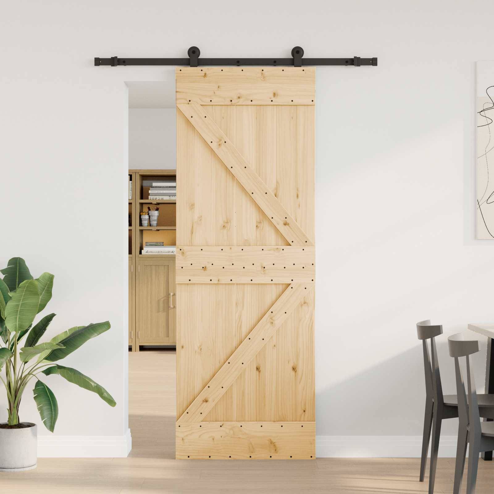 vidaXL Schiebetür NARVIK 70 x 210 cm (152,5 cm) Natürlich und Schwarz