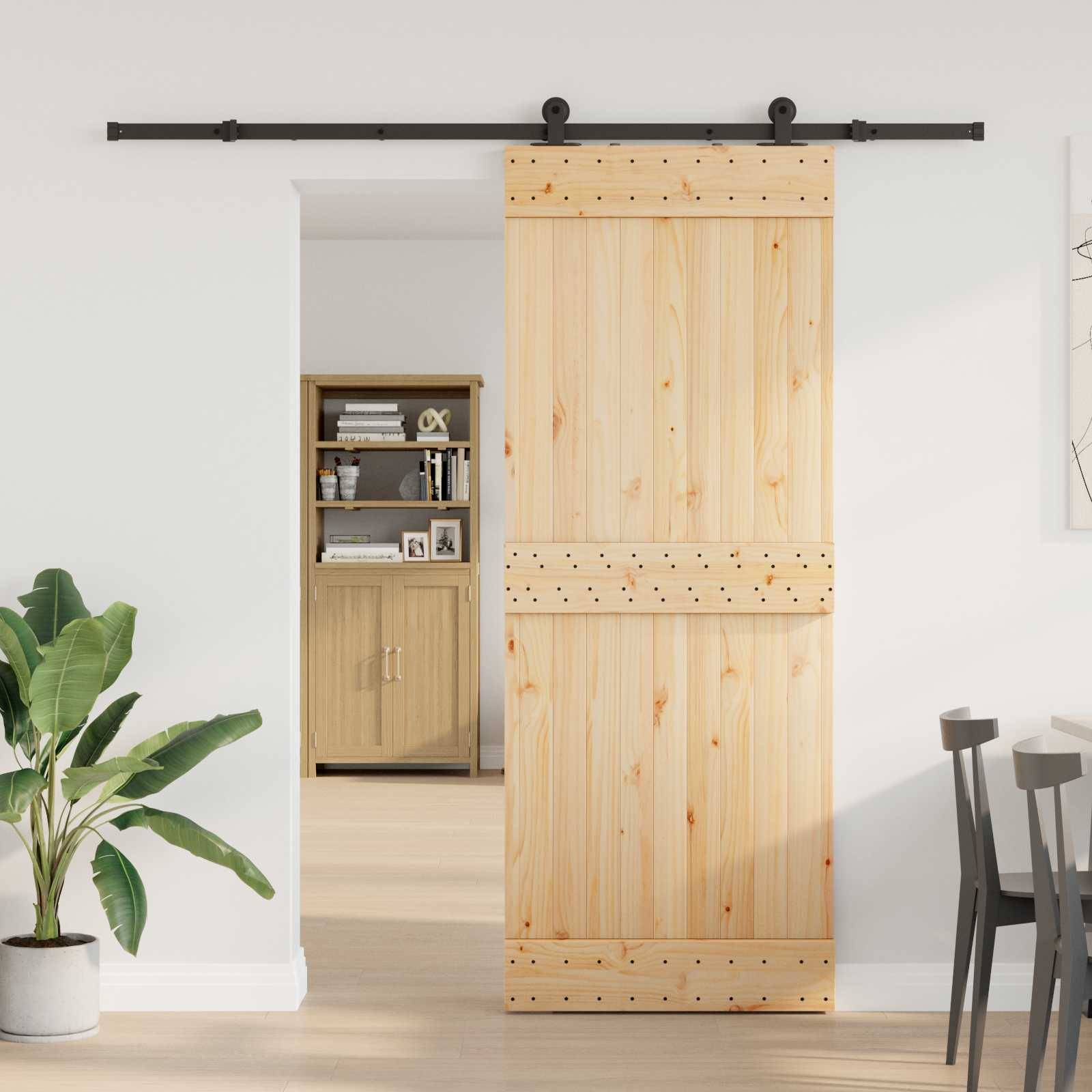 vidaXL Schiebetür NARVIK 80 x 210 cm (213,5 cm) Natürlich und Schwarz