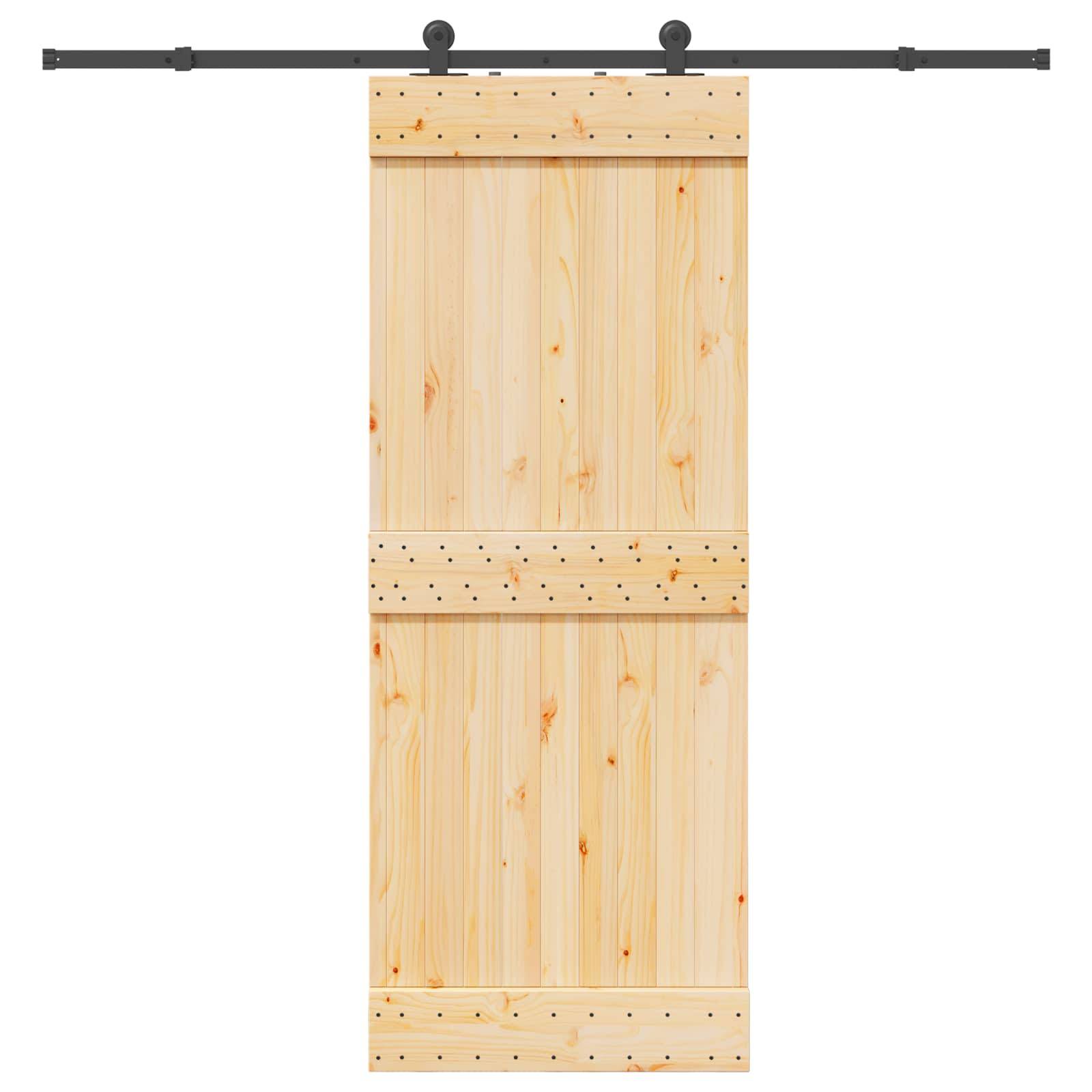 vidaXL Schiebetür NARVIK 80 x 210 cm (213,5 cm) Natürlich und Schwarz